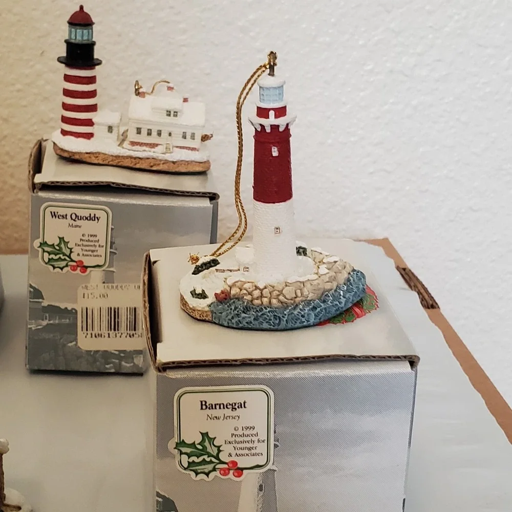 Lot of 7 Harbour Lights Lighthouse Ornaments Younger & Associates Vintage Boxed